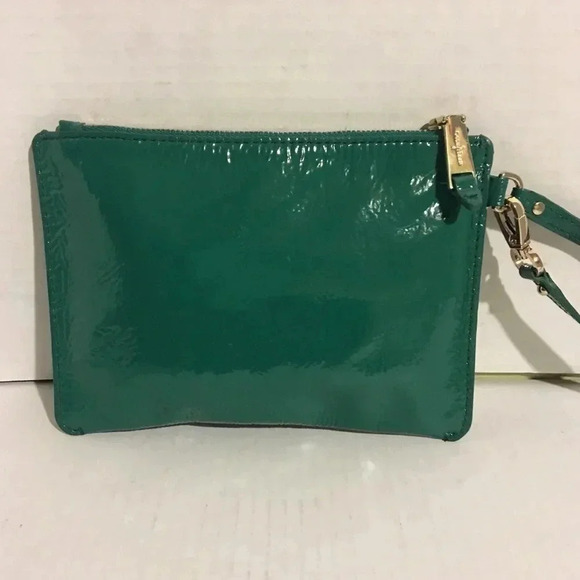 Cole Haan green leather wristlet bag